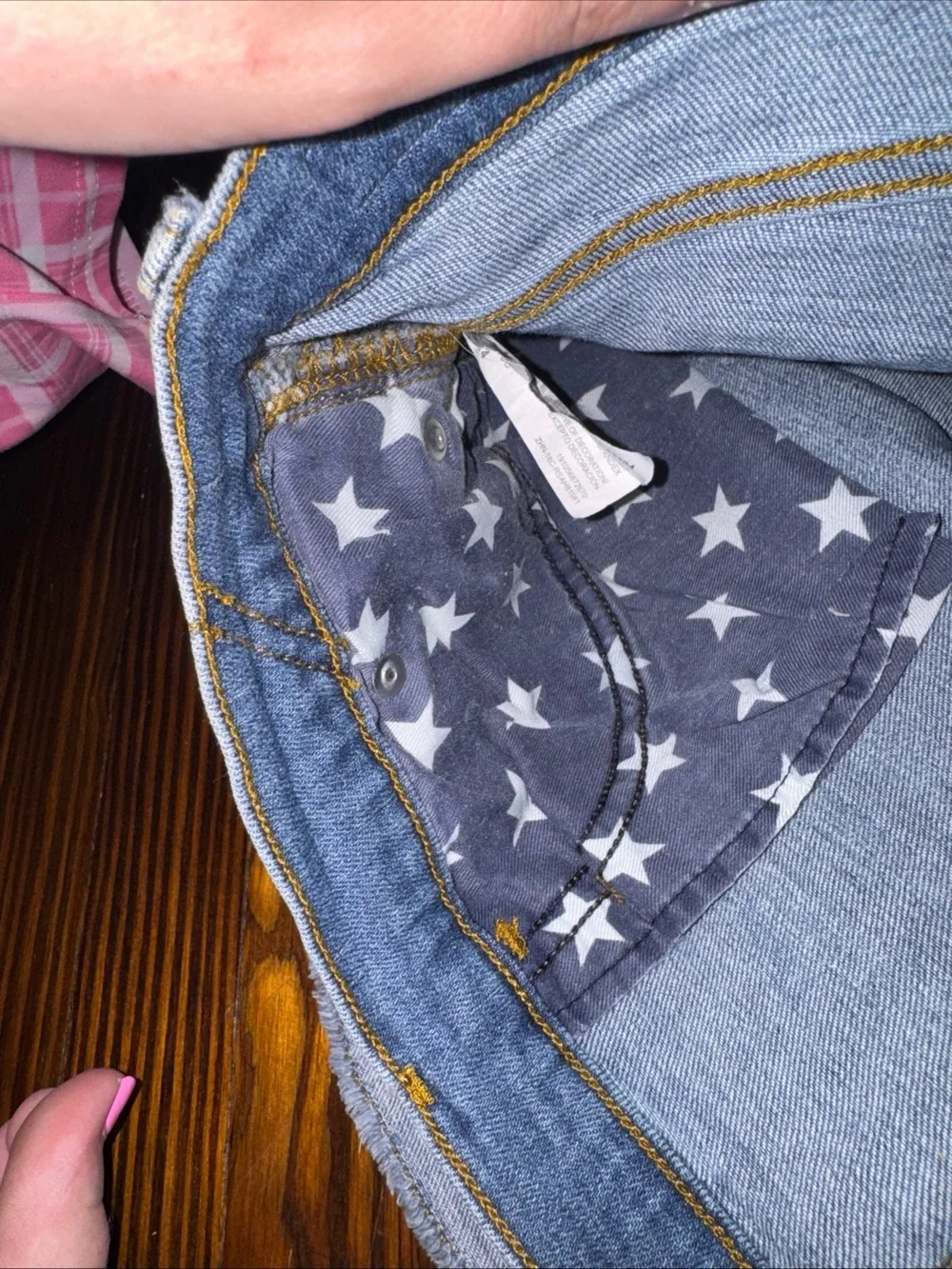 Rock & Republic Ripped Shorts USA Red Stars Studded Size 14